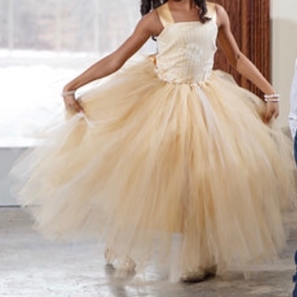 2 Girls Gold Formal/ Flower girl dress